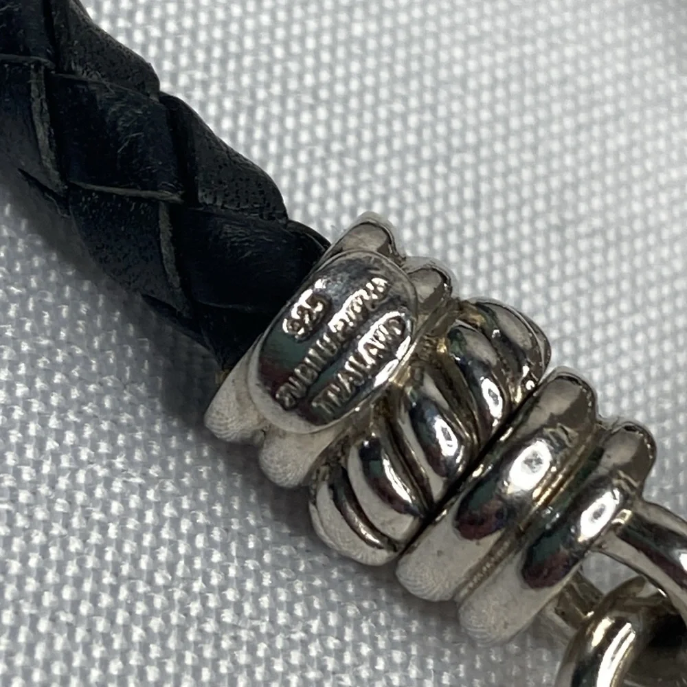 Judith Ripka Sterling Silver leather cord heart Diamonique necklace - Picture 3 of 6